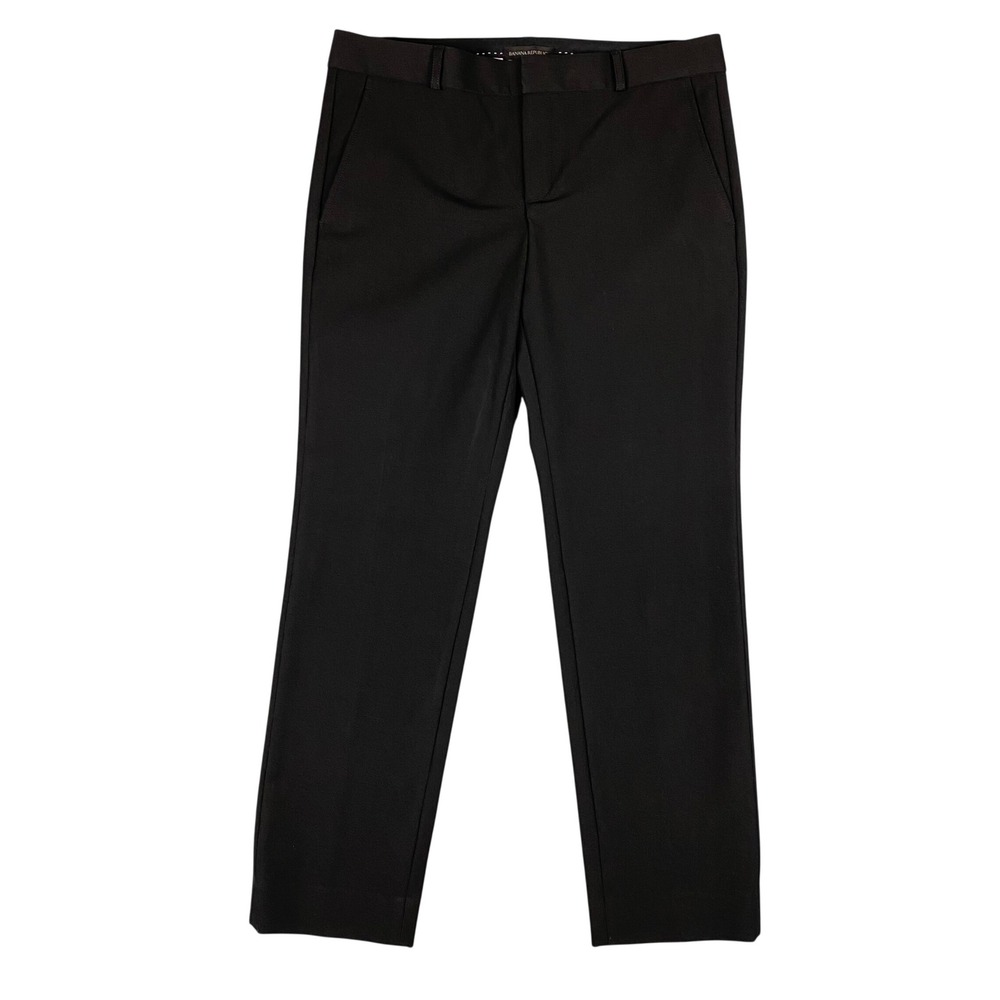 Banana Republic Slim Straight Stretch Work Trouser Pants Womens 10 Black‎